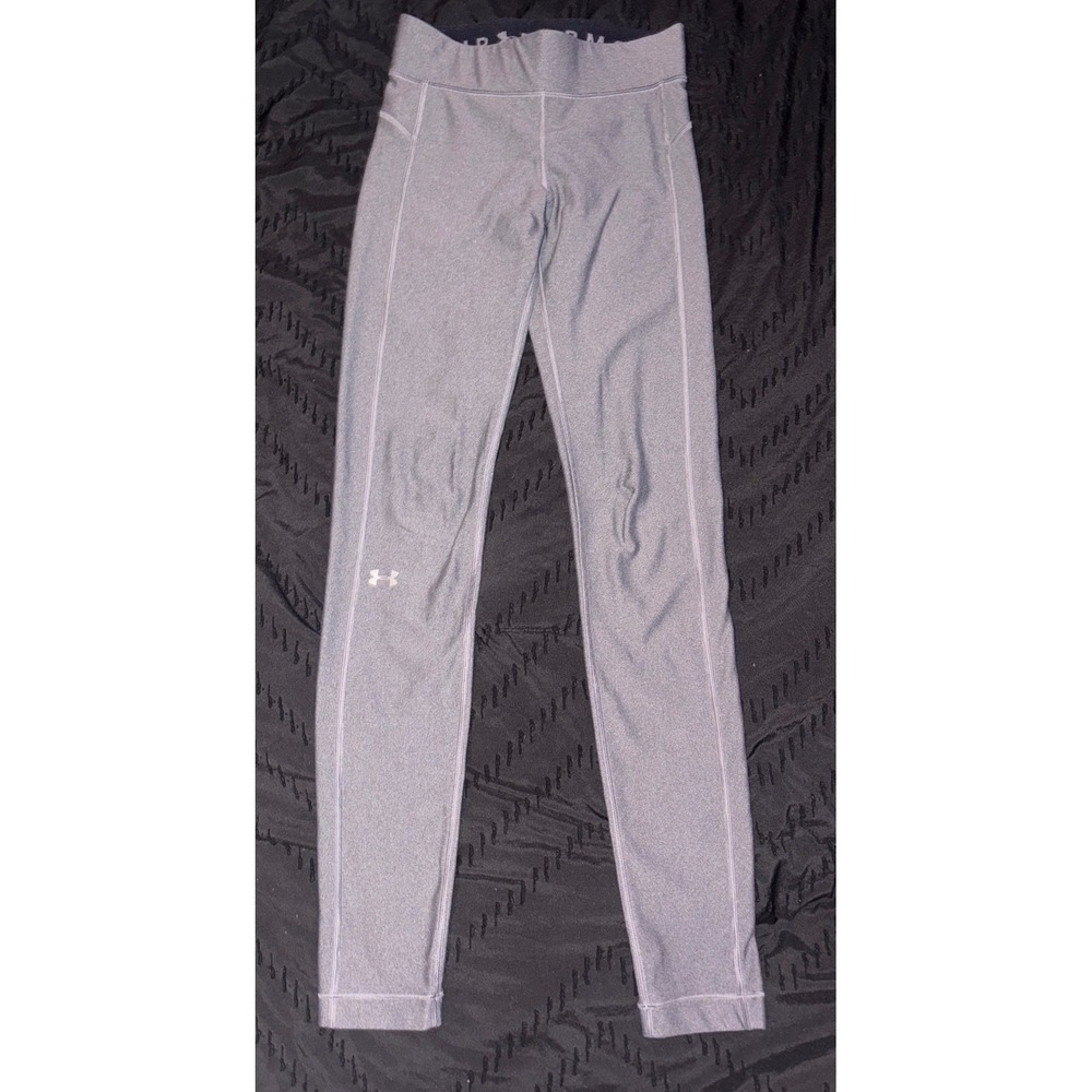 Under Armour HeatGear Women's Gray Full Length Compression Leggings, Size S Tall